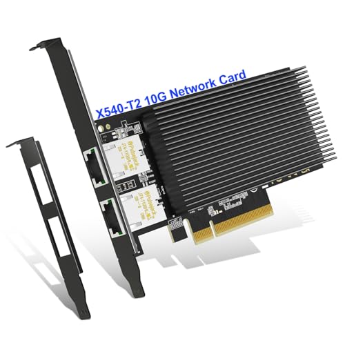 10Gb Dual LAN Base-T PCI-e Network Card, Intel X540 Controller, NICGIGA 10Gbps Ethernet Adapter, 2 * 10Gbe RJ45 Port, 10G NIC Card, Support