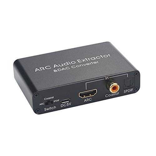 HDMI ARC Audio Extractor Pro, 192KHz DAC Converter, HDMI ARC to Optical Coaxial and Analog L/R RCA 3.5mm, Digital Optical SPDIF Coaxial to Analog