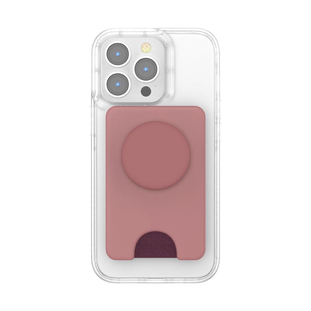 PopSockets Phone Wallet for MagSafe, Phone Card Holder with Grip, Pink - Clay