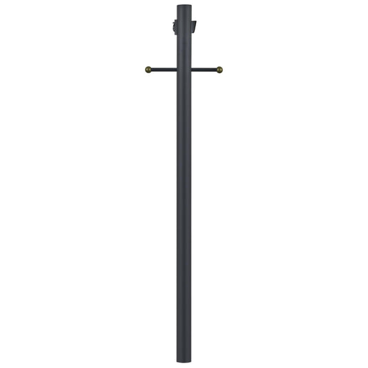 Design House Outdoor Lamp Post with Dusk-to-Dawn Sensor and Built-in Outlet, Black Steel Light Pole with Cross Arm for Post Top Lanterns, Direct