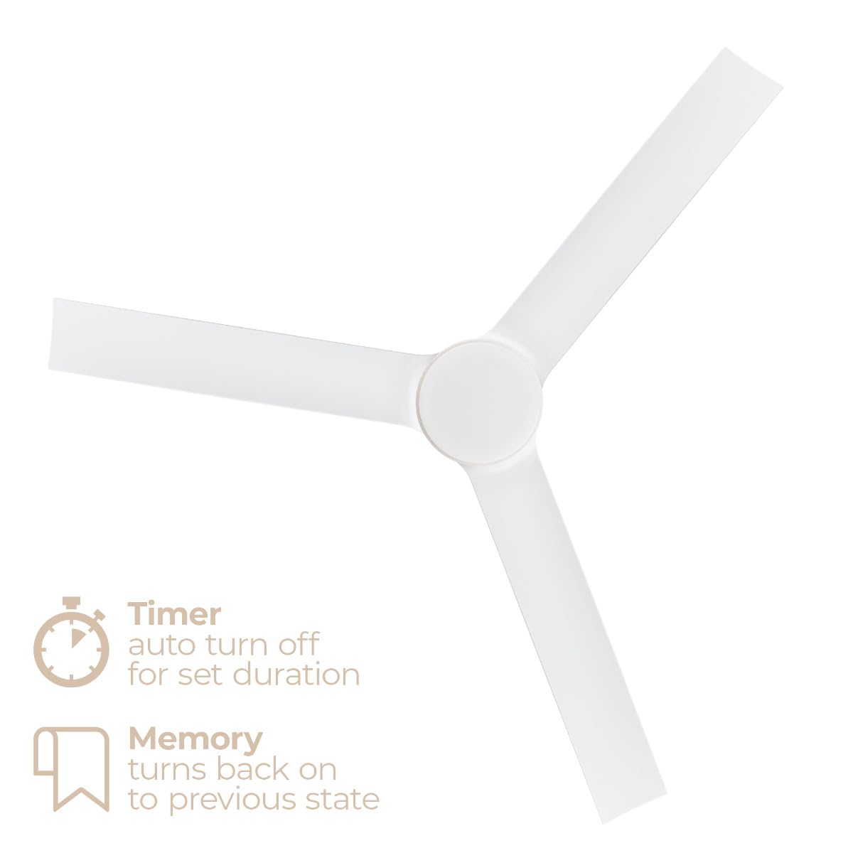 East Grove Home Cyclone 52in 3-Blade Smart Indoor or Outdoor Ceiling Fan 2700K-6000K CCT Tunable Range LED Light Kit in Matte White Works With iOS or