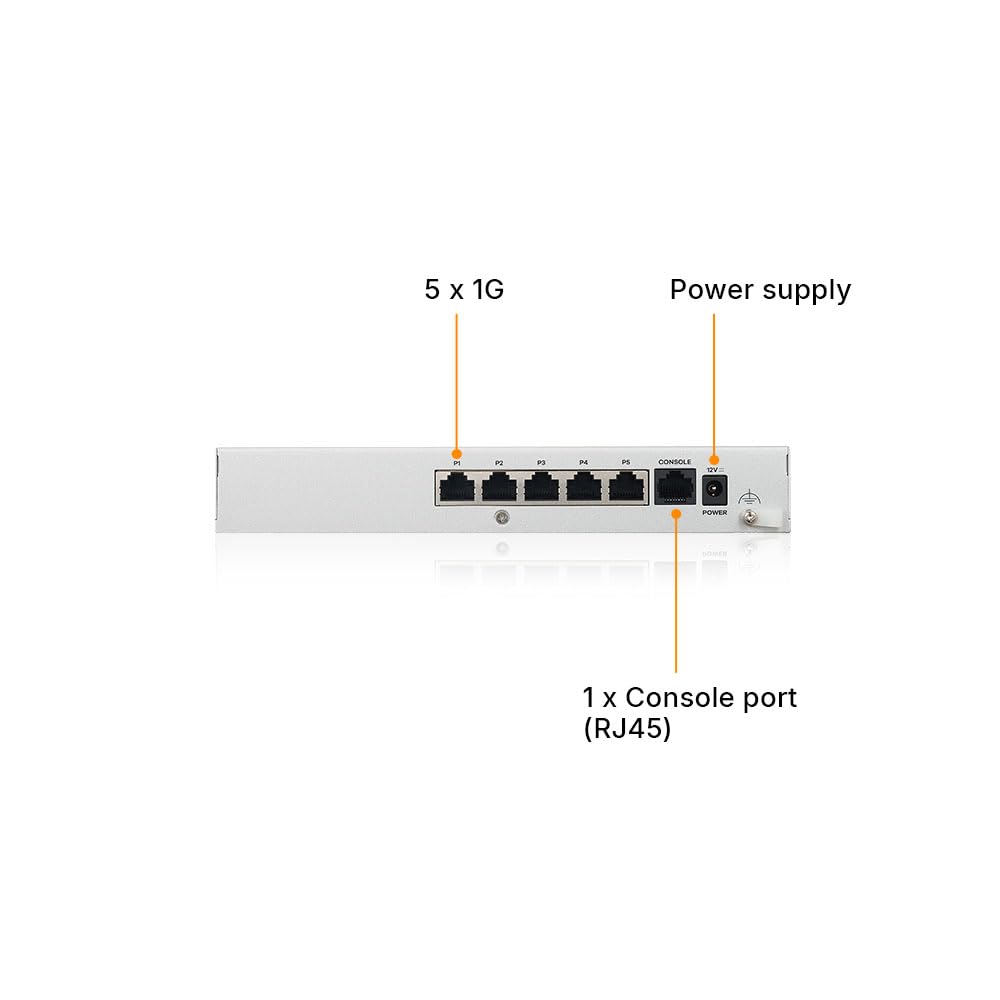 Zyxel USGFLEX50H Cyber Security Firewall | 2 Gbps, Up to 25 Users | Hardware Only | 5X Gigabit Ports | IPSec/SSL VPN, IPS Anti-Malware, UTM | Nebula