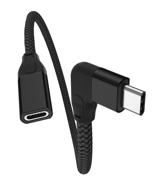Itramax Right Angle USB C Extension Cable for iPhone 17 Air,0.66FT Short USBC Cable Type C 3.1 3.2 Gen2(10Gbps) Male to Female Thunderbolt 3 Cord