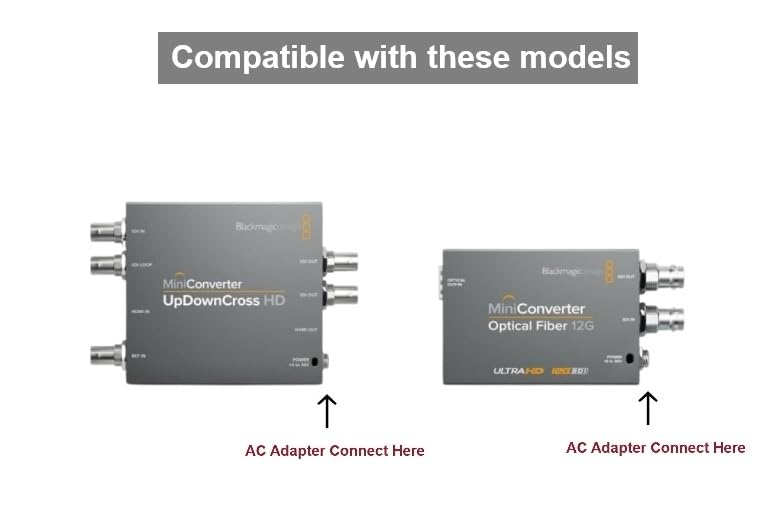 Threaded Locking AC Adapter Compatible with Blackmagic Design Mini Converter UpDownCross HD and Optical Fiber 12G