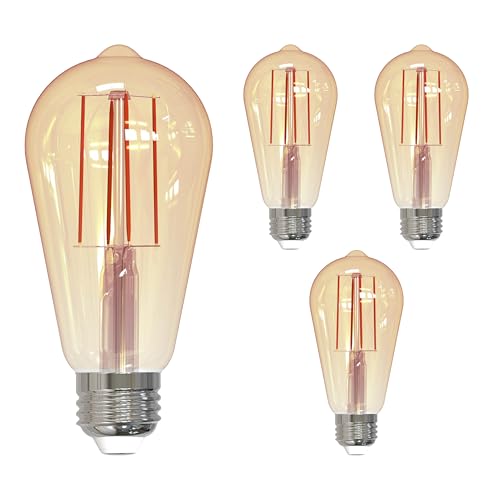 Bulbrite 7W LED Filament Light Bulb, Nostalgic Antique Finish, ST18, E26 Standard Base, 2100k Color Temperature, Amber Light, CRI 80, 650 Lumens (4