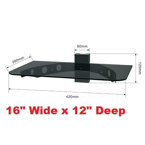 Mount World 1272-31 Articulating Full Motion Dual Arm Wall Mount Bracket with Bundle Single Glass shelf of Cable Box DVD Player Stereo Components
