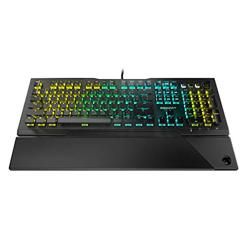 ROCCAT Vulcan Pro Linear Optical PC Gaming Keyboard, Titan Switch Full Size with Per Key AIMO RGB Lighting, Anodized Aluminum Top Plate and Detachable