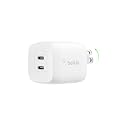 Belkin 45W Dual USB C Charger Block, Super Fast Charging PD3.0 w/ GaN Technology - Samsung Galaxy S25, Apple iPhone 17, Air, Pro, Pro Max, iPad
