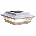 Classy Caps 4x4 Imperial Solar Post Cap - Fits 4"x4" and 3.5"x3.5" Deck & Fence Posts, White Cast Aluminum - Warm and Cool Light Modes - Heavy-Duty