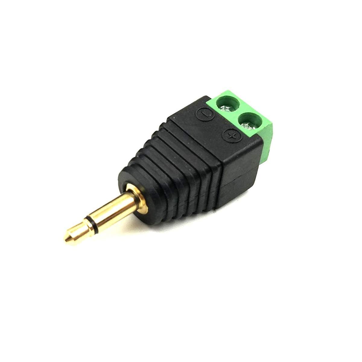 Kework 5 Pack 1/8" 3.5mm TS Male Jack Terminal Block Connector, 3.5 Mono Audio Plug Headphone AUX Balun Bolt Screw Solderless Terminal Adapter