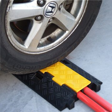 Electriduct Heavy Duty 2 Channel Cable Protector Traffic Wire and Hose Ramp Cord Cover 1.2 Inch Channels 12,000 lbs per Axle CP-RPS-212 - Rubber Black