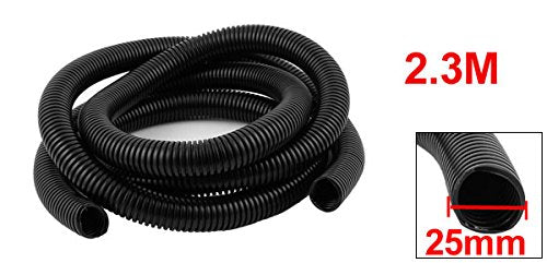 uxcell 2.3 M 20 x 25 mm PVC Flexible Corrugated Conduit Tube for Garden,Office Black