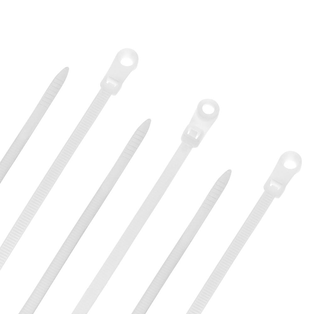 16 Inch Nylon White Mount Head Cable Tie,50 Lbs Tensile, 100-Pack