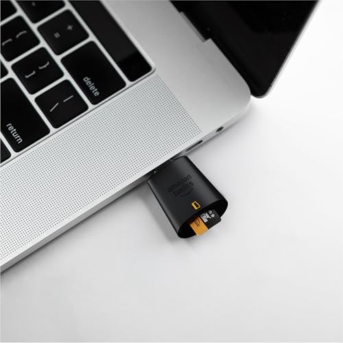 Amazon Basics Micro SD Card Reader USB-C 3.0, High Speed Data Transfer up to 200MB/s, Compatible with Smartphones, Tablets, Laptops