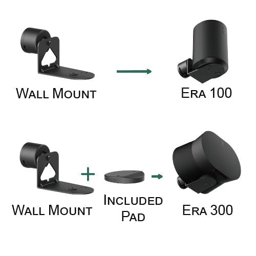 ynVISION.DESIGN Pair of Adjustable Wall Mount Brackets Compatible with SONOS ERA 100 and ERA 300 | Tilts, Swivels and Rotates | Black | 2 Pack