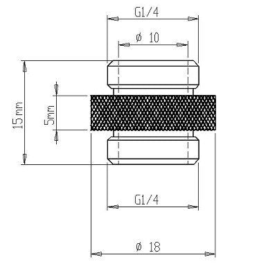 XSPC G1/4" 5mm Male to Male Fitting, Matte Black, 6-Pack