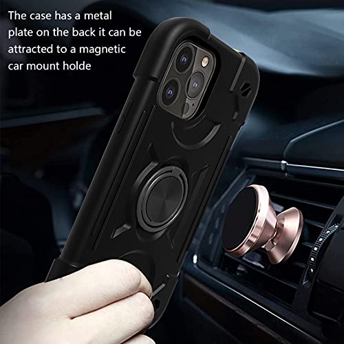 Cookiver for iPhone 13 mini/iPhone 12 mini Case 5.4 Inch with Ring Stand, with 2 Pack Glass Screen Protector + 1 Pack Camera Lens Protector,Heavy-Duty
