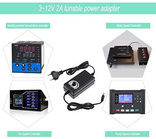 AC to DC Converter 110V-240V AC to DC 3-12V 2A Power Adapter Adjustable Motor Speed Controller