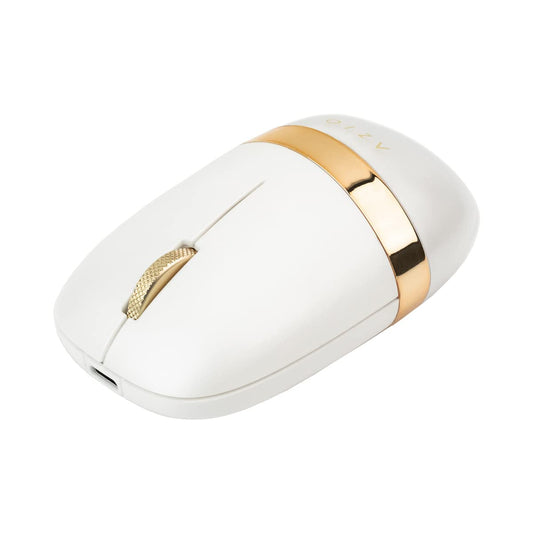 Azio IZO Wireless Optical Mouse - Bluetooth 3.0 & 5.0/2.4G RF-USB, Ambidextrous Design, PixArt PAW3212 Sensor, 1000/1600/2400 DPI, Rechargeable, White