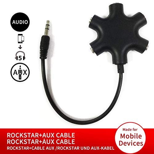JWCE. Headphone Splitter - 5 Ports for 3.5mm Devices 5 Ways Adaptor 3.5mm Audio Stereo Splitter Cable 3.5mm Male to 5 Port 3.5mm Female for Earphone