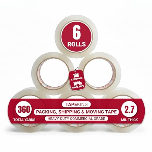 Tape King Clear Packing Tape - 60 Yards Per Roll (Pack of 6 Rolls) - Stronger & Thicker 2.7mil, Heavy Duty Adhesive Industrial Depot Tapes for Moving