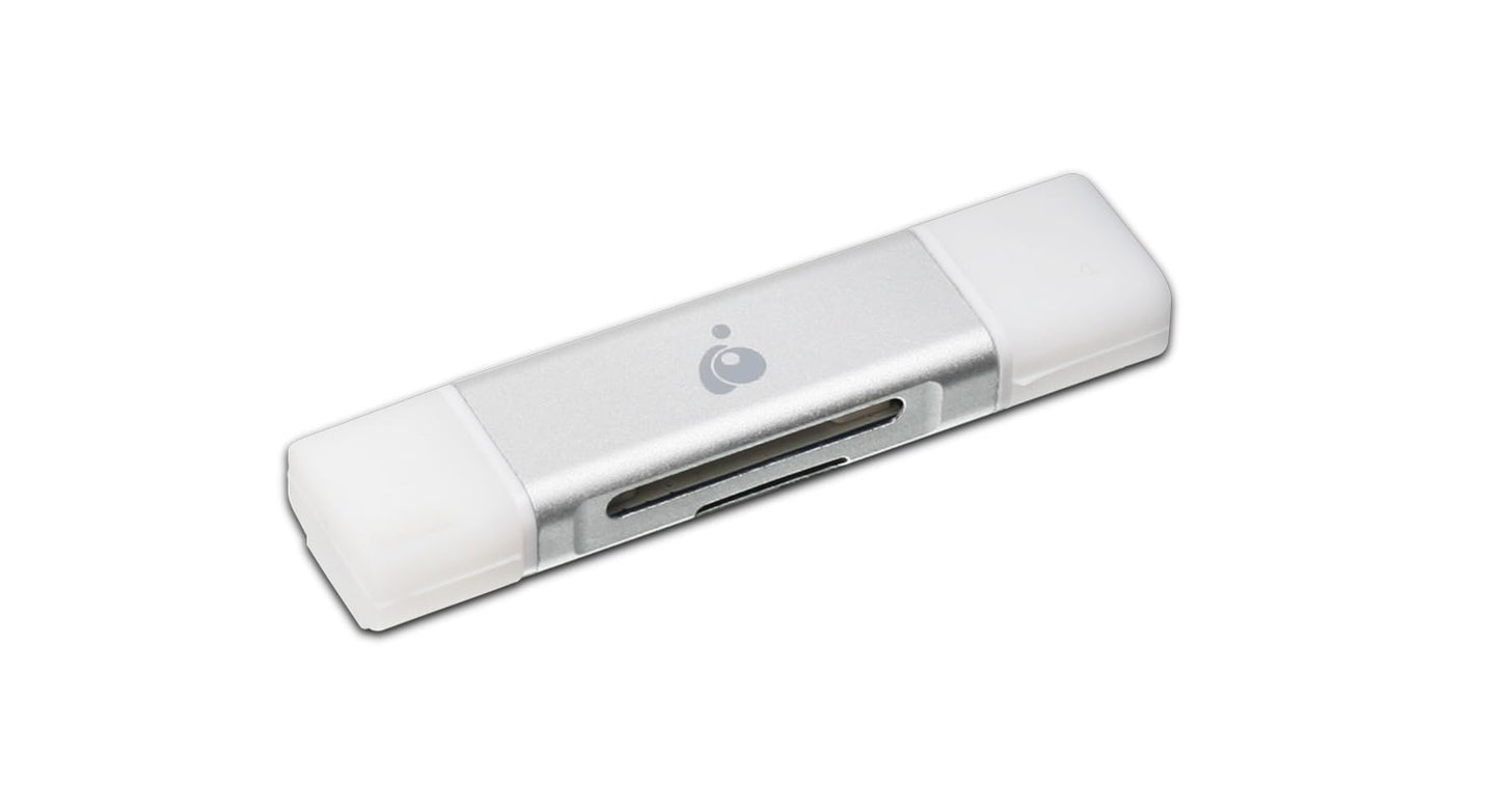 IOGEAR USB-C 2-in-1 SD Card Reader - w/USB Type A - SDXC - SDHC - SD - MMC - RS-MMC - Micro SDXC - Micro SD - Micro SDHC Card - UHS-I Cards - GFR3C12