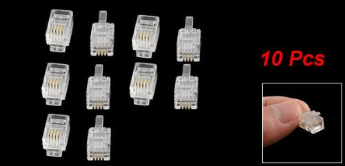 uxcell 10 Pcs RJ09 Connector, 4P4C RJ09 Modular Telephone Plugs Jack for Phone Line Cord, Standard Phone Jack Adapter Connectors Crimp End Crimper
