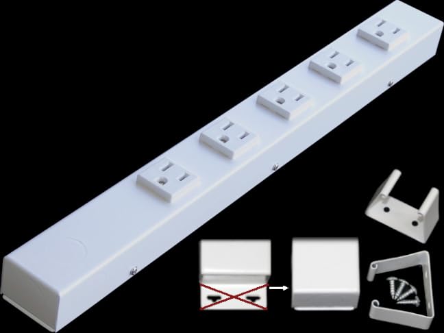 16” Hardwired Power Strip (NO Power Cord), 5 Vertical Outlets (NOT Tamper Resistant), NO Ears (Without mounting tabs on Both Ends), 15A (NOT a 20 Amp