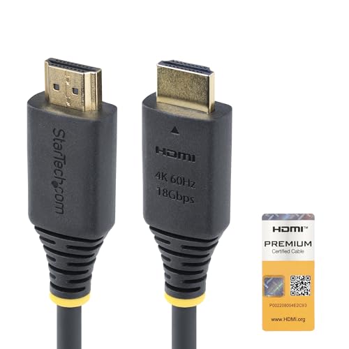StarTech 3ft High Speed HDMI Cable, 4K 60Hz, 18Gbps, Certified