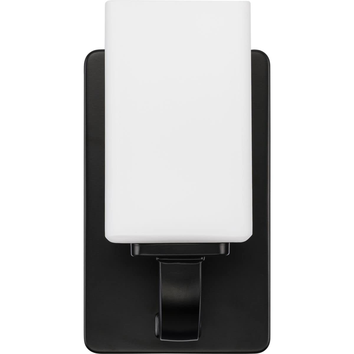 Progress Lighting Cowan Collection 4 3/4 in. 1-Light Matte Black Vanity Light Etched Glass Modern Bath