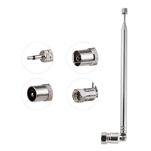 POBADY FM Telescopic Radio Antenna Kit 75 Ohm F Type Male Connector,DAB Radio Antenna with 7 Sections 75.5CM/29.7IN for TV AM FM Radio Stereo Receiver