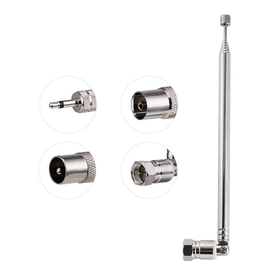 POBADY FM Telescopic Radio Antenna Kit 75 Ohm F Type Male Connector,DAB Radio Antenna with 7 Sections 75.5CM/29.7IN for TV AM FM Radio Stereo Receiver