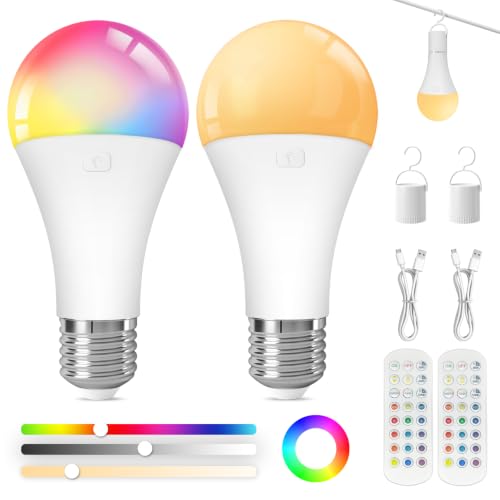 Rechargeable Light Bulbs with Remote, E26 A19 40W Equivalent LED Bulb