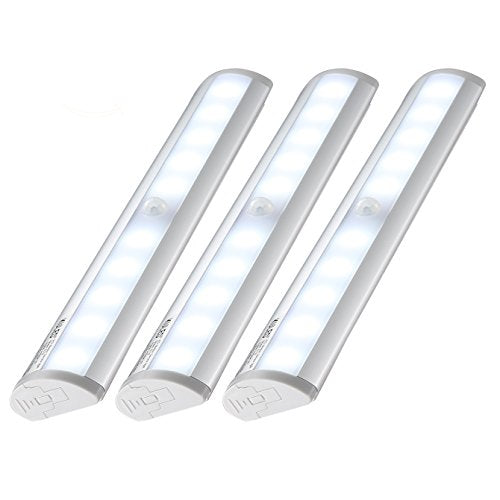 KULED 10-led Motion Auto Sensing LED Light, Battery Powered DIY Stick-on Under Cabinet Anywhere Portable Wireless with Magnetic Tape Strip Night Light