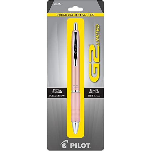 Pilot G2 Limited Refillable & Retractable Gel Pen, Fine Point, Rose Gold Barrel, 0.7 mm, Black Ink, Single Pen