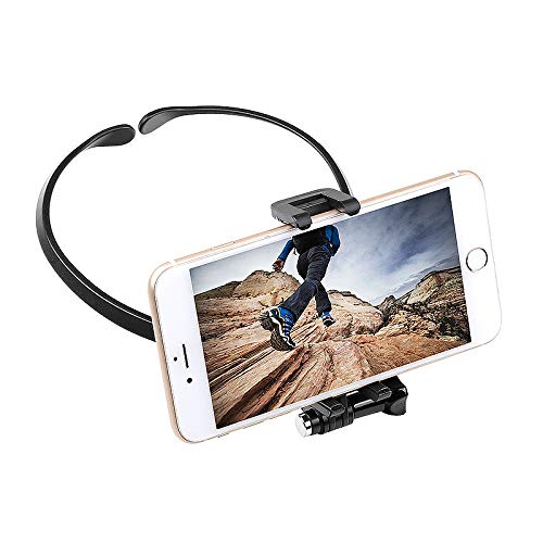 Smartphone Selfie Neck Holder Mount for GoPro Action Camera and Cell Phone Video Shooting Accessories (Black)