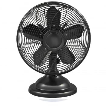 12 Inch Retro Oscillating Table Fan - Oil Rubbed Bronze Finish, Antique All-Metal Design, Quiet Motor, Vintage Desk Fan for Home or Office