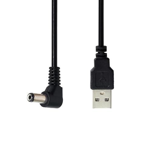 chenyang USB 2.0 Type A Male to Right Angled 90 Degree 5.5 x 2.1mm DC 5V Power Plug Barrel Connector Charge Cable 100cm