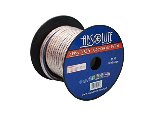 Absolute USA SWH1025 10 Gauge Car Home Audio Speaker Wire Cable Spool 25'
