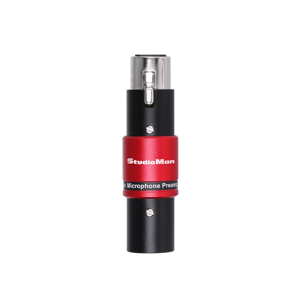 StudioMan DPM1 XLR Dynamic Microphones Preamp, 29dB Gain & Low-Noise Signal Boost, Plug-and-Play Metal Adapter,48V Phantom Power Required?not