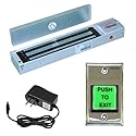Visionis FPC-7316 VIS-ML600LED Indoor Electromagnetic Lock 600lbs for Out Swinging Door with VIS-7000 Green LED Push to Exit Button NC, COM, NO