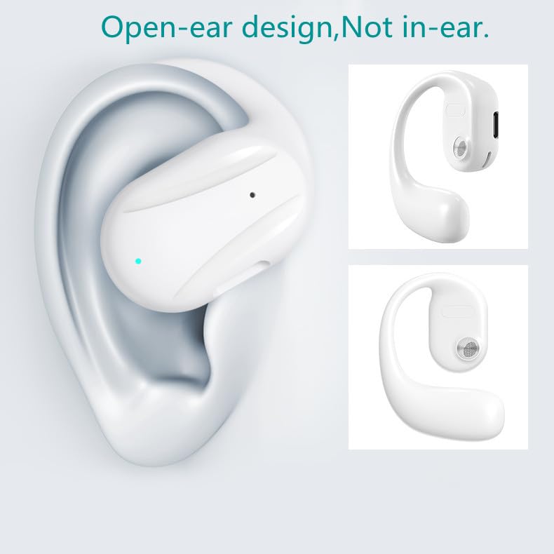 Single Open Ear Headphone, Wireless Bluetooth Earpiece for Powerful Sound, 16H Playtime Bluetooth 5.2 Wireless Earbud,Waterproof Headset with Earhook