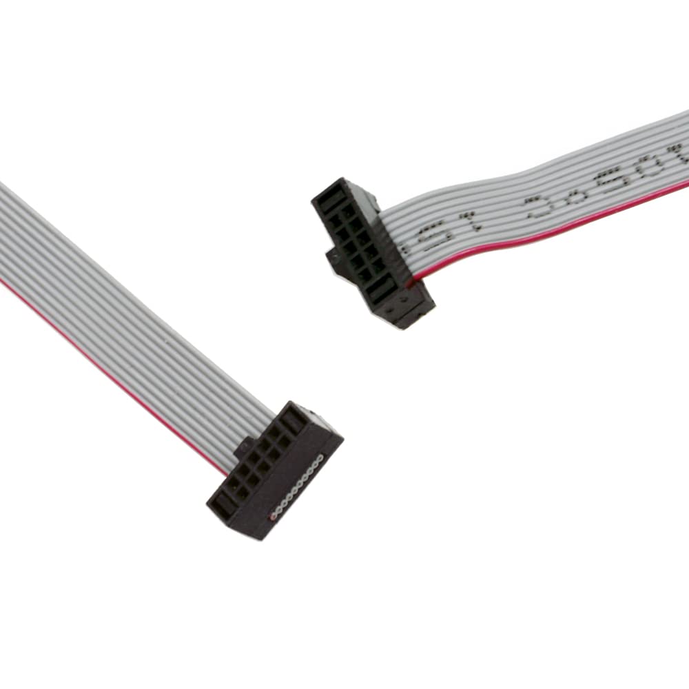 Treedix 2PCS IDC Ribbon Connector Flat Ribbon Cable Jtag Cable 1.27mm Pitch 2 Row 10 Pins Connector Female to Female Wires SWD Cable Length 200mm/7.87