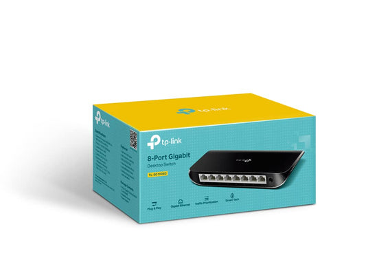 TP-Link 8 Port Gigabit Ethernet Network Switch | Plug and Play | Desktop or Wall-Mount | Plastic Case Ethernet Splitter | Fanless | Traffic