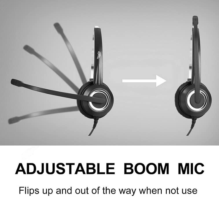 RJ9 Office Headset HD Voice for MITEL Nortel Meridian Polycom NEC ShoreTel Xblue Phones, Plus 3.5mm Adapter (Binaural)