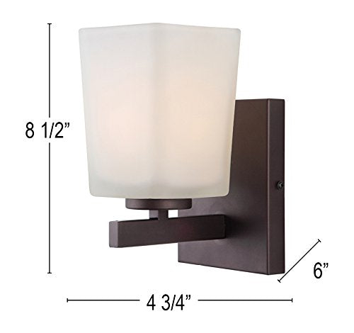 Canarm IVL472A01ORB Ltd Hartley 1 Light Vanity, Oil Rubbed Bronze with Flat Opal Glass