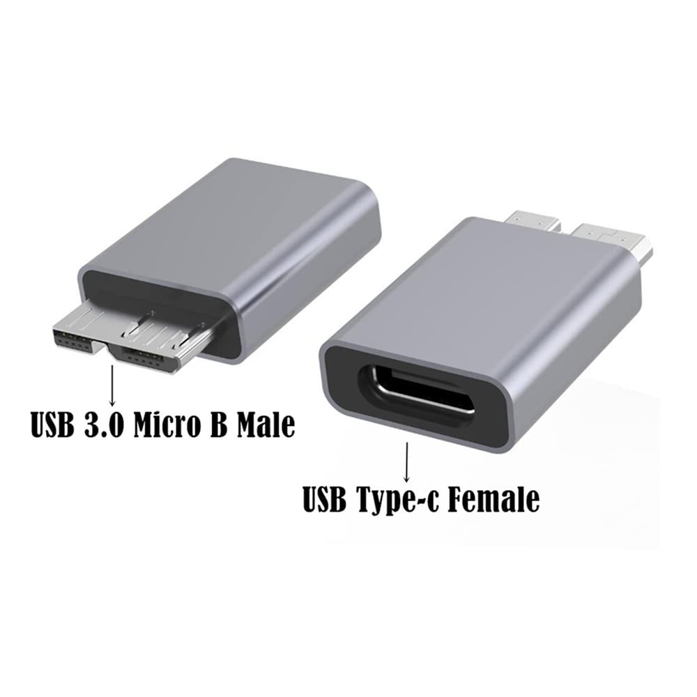 Kework 2 Pack Micro B USB to USB Type C Adapter, USB 3.1 Type C Female to USB 3.0 Micro B Male Adapter Converter Connector, 5Gbps 3A