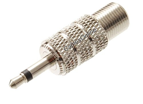 CablesOnline 2-Pack 3.5mm (1/8") TS Male to F-Type Female Coaxial Metal Adapter, AV-A26-2