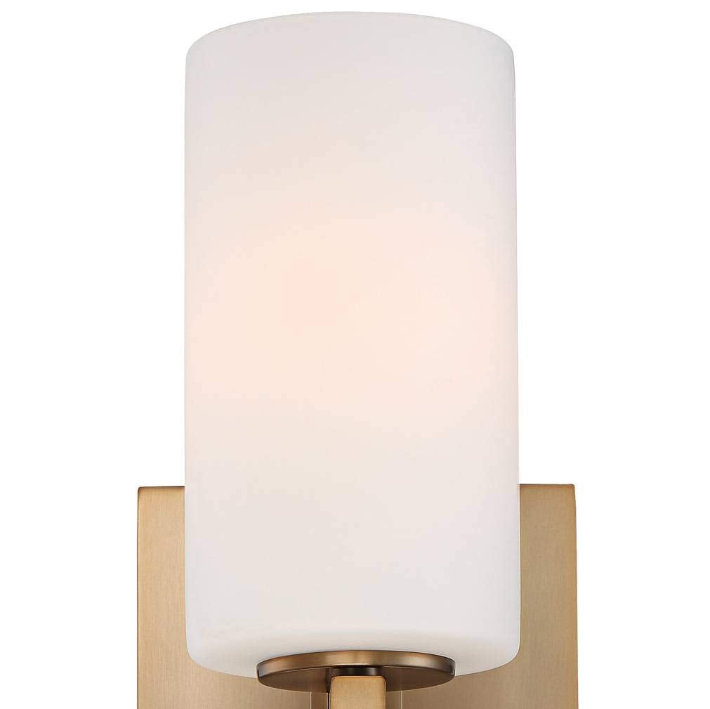 Possini Euro Design Ludlow Modern Wall Sconce Lighting Burnished Brass Metal Hardwired 14" High Fixture Frosted White Glass for Bedroom Bathroom