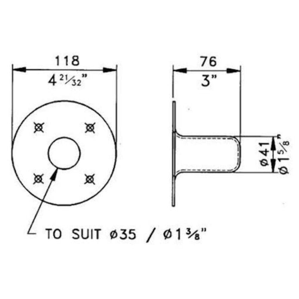 PENN ELCOM M1551 Recessed Steel Speaker Stand Cup for 1-3/8" Pole